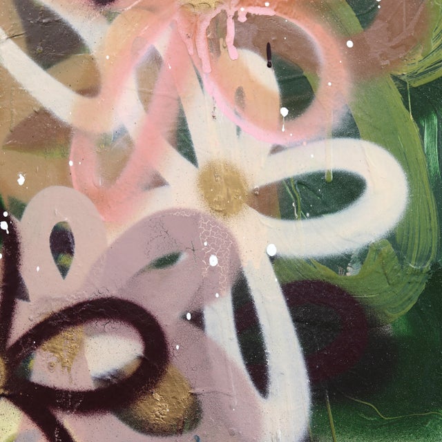 Looking Through Grandma's Window - Abstract Floral Painting on Canvas Original Artwork by Amber Goldhammer For Sale - Image 4 of 9