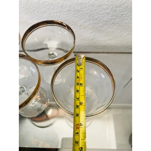 Mid Century Vintage Gold Rim Cocktail or Champaign Coupe Glasses - Set of 8 For Sale In Boise - Image 6 of 6