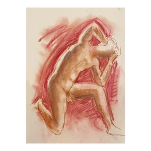 Neil Meitzler Male Nude Oil Pastel Drawing