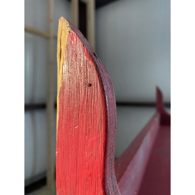 Red Primitive Folk Art Sculptural Wall Shelf in Red Paint For Sale - Image 8 of 18