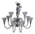 Tulip-Shaped Chandelier in Chrome Metal and Thick Glass, 1930s For Sale