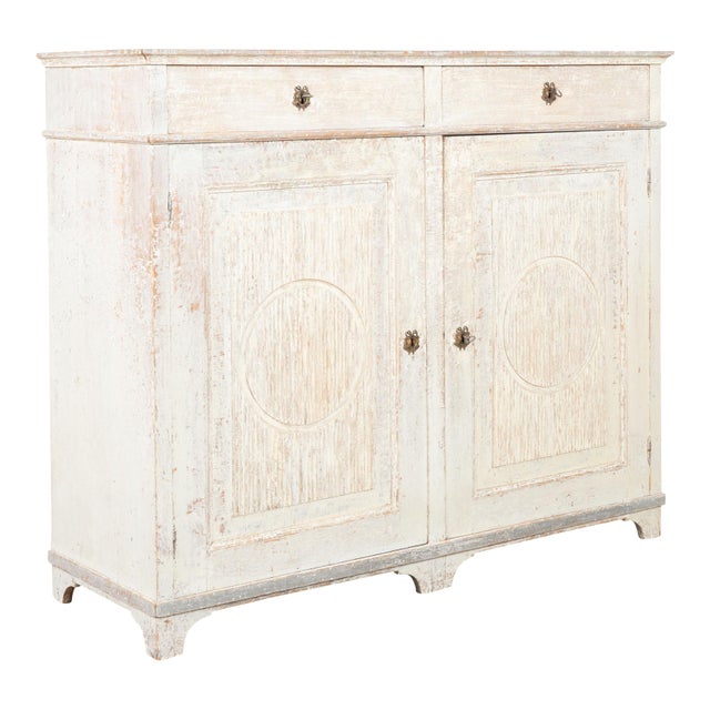 Early 19th Century Original Painted Swedish Tall Pine Sideboard For Sale