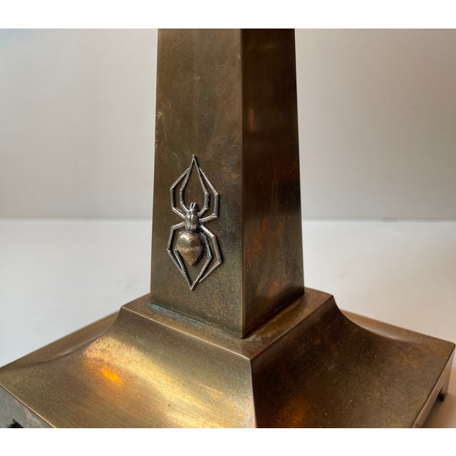 Art Deco Black Widow Table Lamp in Bronze, 1930s For Sale - Image 10 of 15