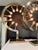 Pair of large scale Industrial modern style 10 light circular table lamps, raised on rectangular bases. Lightbulbs not...