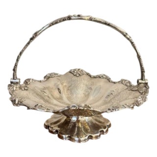 Antique Edwardian Silver-Plated Cake Basket, 1900s For Sale