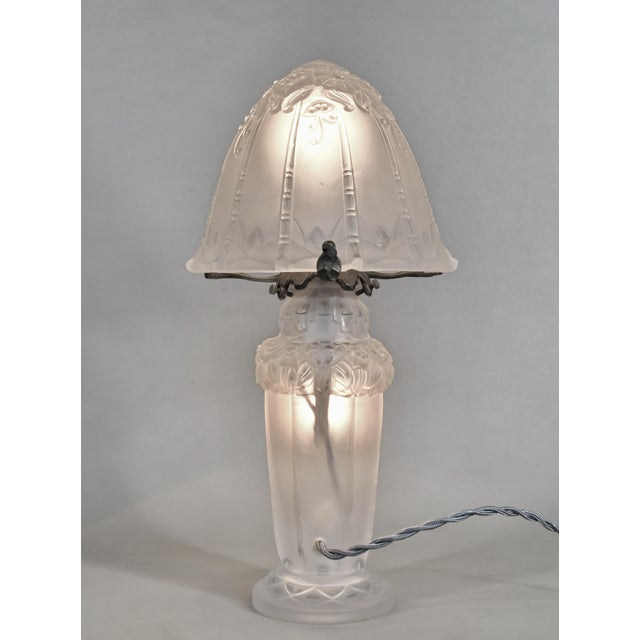 French Art Deco Mushroom Table Lamp by Pierre d'Avesn Lorrain Daum #2 - 1930s France For Sale - Image 10 of 16