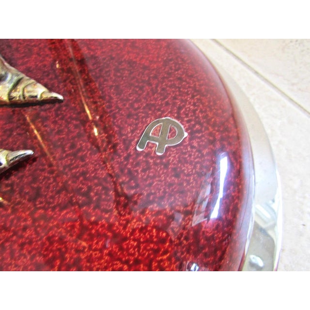 Rare Antonio Pavia Brass and Red Lacquered Wood Stork Floor Lamp Circa 1980s For Sale - Image 17 of 17