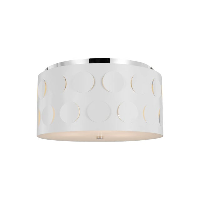 Mid-Century Modern Kate Spade by Visual Comfort Studio Dottie Medium Flush Mount, Polished Nickel For Sale - Image 3 of 5