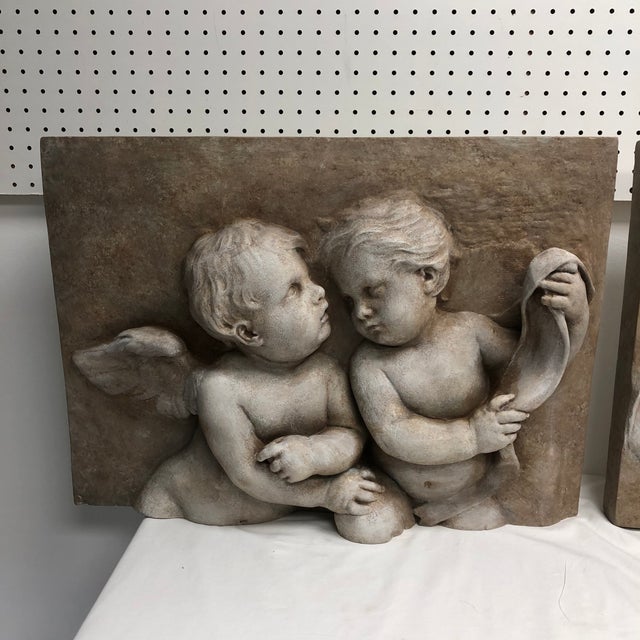 1950s Vintage Plaster Cherub Plaques a Pair Chairish