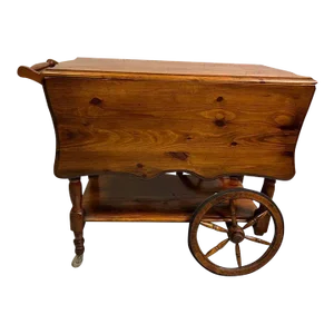 Early 20th Century Vintage Oak Tea Bar Cart