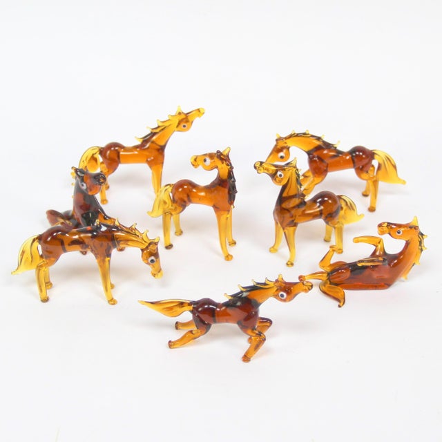 Horse Figurines in Murano Glass, 1960s, Set of 8, in Very Good conditions. Designed 1960 to 1969