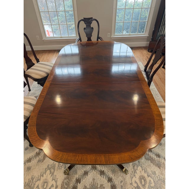 Baker Historic Charleston Collection Mahogany Expanding Dining Table With 2 Leaves Included Are Six Baker Furniture Shield...