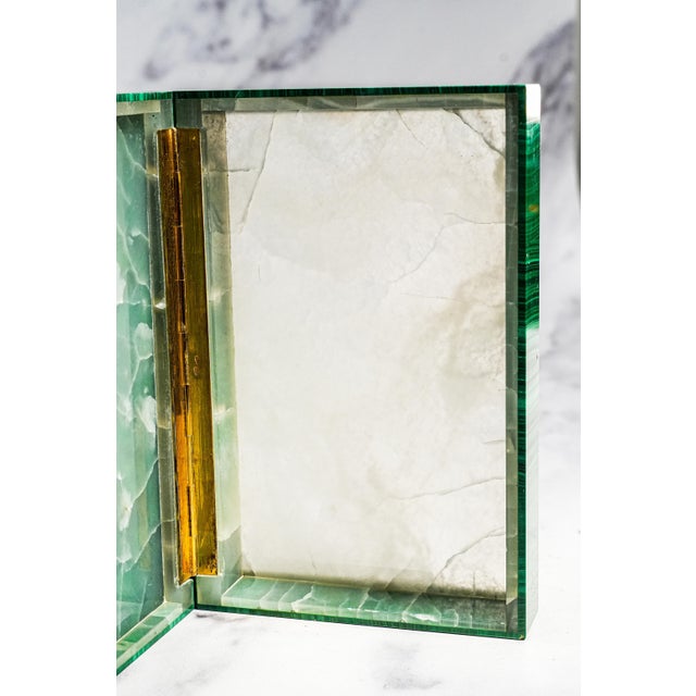 Amazing Antique Malachite Box 800 Silver Mounted Jewelry Casket White Onyx Interior European Luxury Desk Box With Provenance Home Decor For Sale - Image 16 of 17