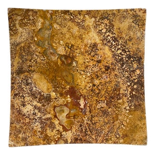 Vintage Marble Handcrafted Brown Dijon Red Gray Stone Tray For Sale