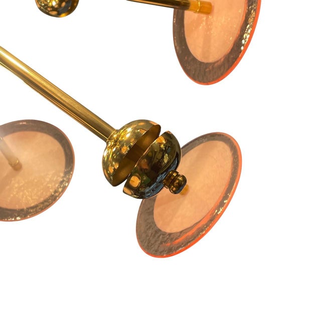 Metal Sputnik Pink Lamp Murano Glass Disc, 1960s For Sale - Image 7 of 8