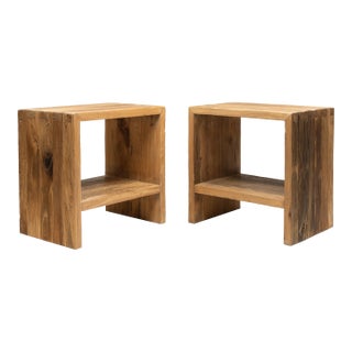 Pair of Reclaimed Elm Side Tables For Sale