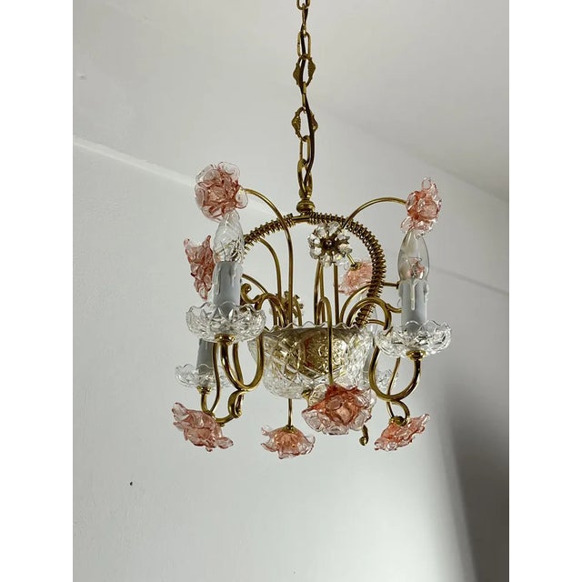 1960s Mid-Century 4-Light Murano Glass Chandelier, 1960s For Sale - Image 5 of 11