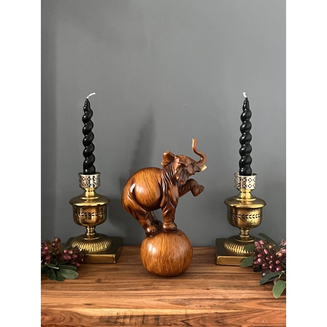 1950s Wooden Elephant on Ball Sculpture For Sale In New York - Image 6 of 11