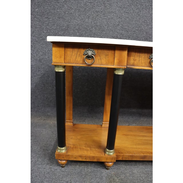 Neoclassical John Widdicomb Neoclassical Marble-Top Console Table With Ebonized Columns For Sale - Image 3 of 14