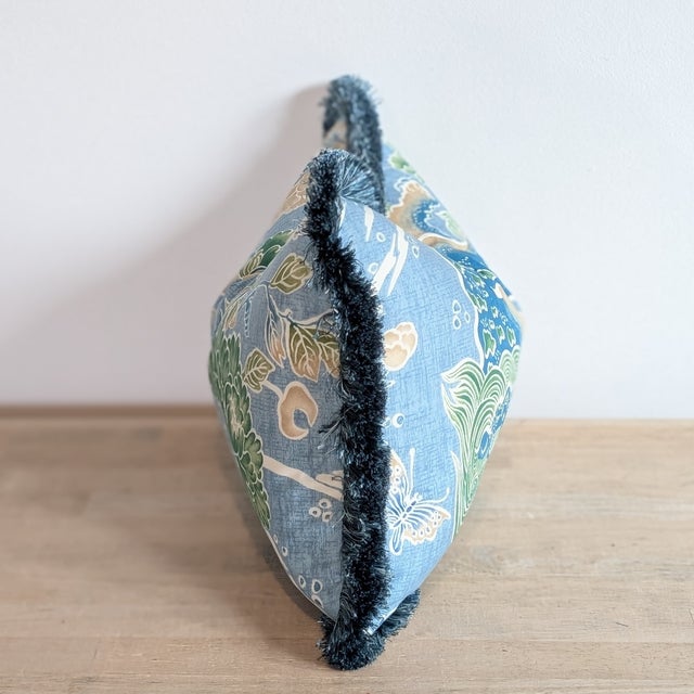 Chinoiserie Brunschwig & Fils Shishi Dragon Lumbar Pillow With Brush Fringe - Single For Sale - Image 3 of 7