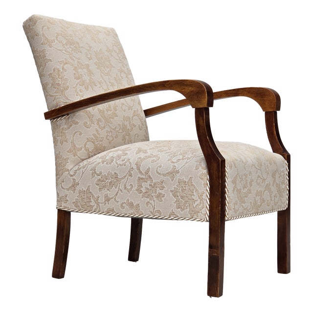 Danish Beech Armchair with Wool Upholstery, 1960s For Sale