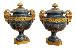 Napoleon III Marble and Gilt Bronze Cassolettes, 19th Century, Set of 2