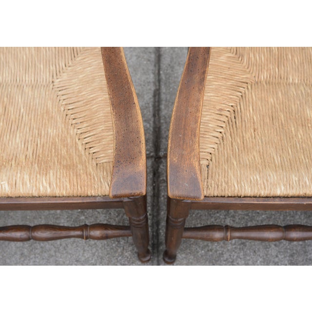Antique English Ladder Back Rush Seat Dining Chairs - Set of 6 For Sale - Image 12 of 17