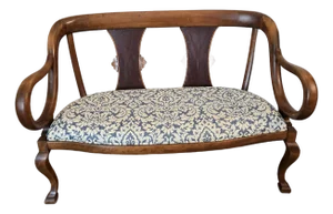 Antique English Regency Carved Walnut Settee/Bench