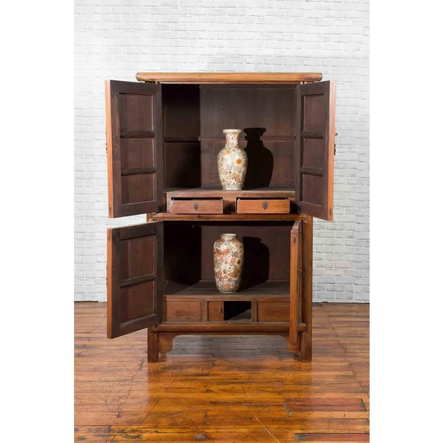 Large 19th Century Wooden Wedding Cabinet with Butterfly Hardware For Sale - Image 9 of 11