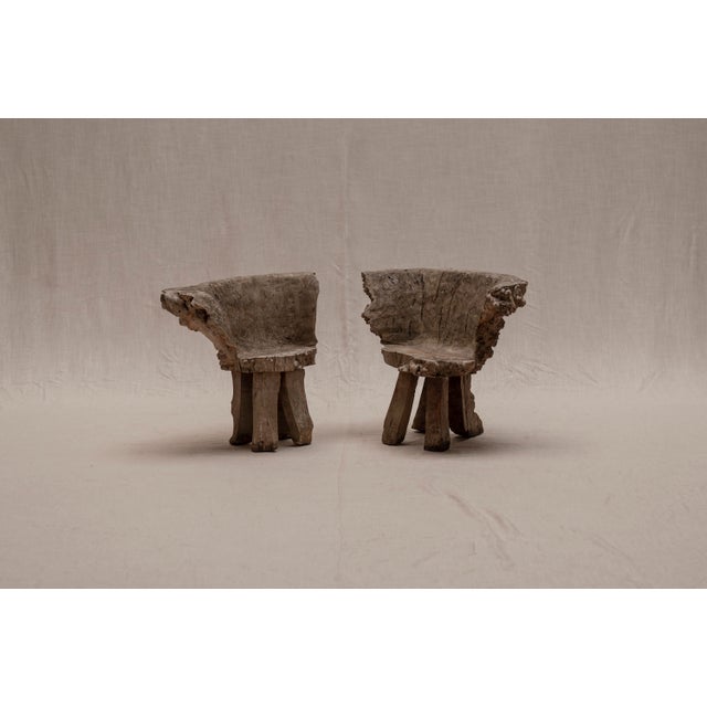 1960s Vintage Sculptural Burlwood Side Chairs, 1970s, Set of 2 For Sale - Image 5 of 16