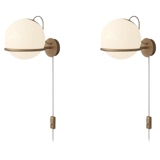 Opaline Glass Model 238/1 Lamp with Switch and Champagne Mount from Gino Sarfatti, Set of 2 For Sale - Image 15 of 15