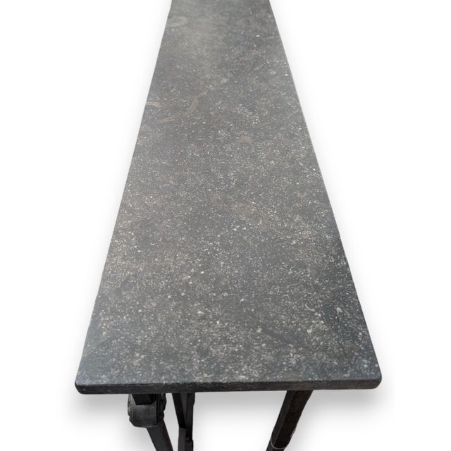 Wrought Iron and Stone Console Table For Sale - Image 4 of 8