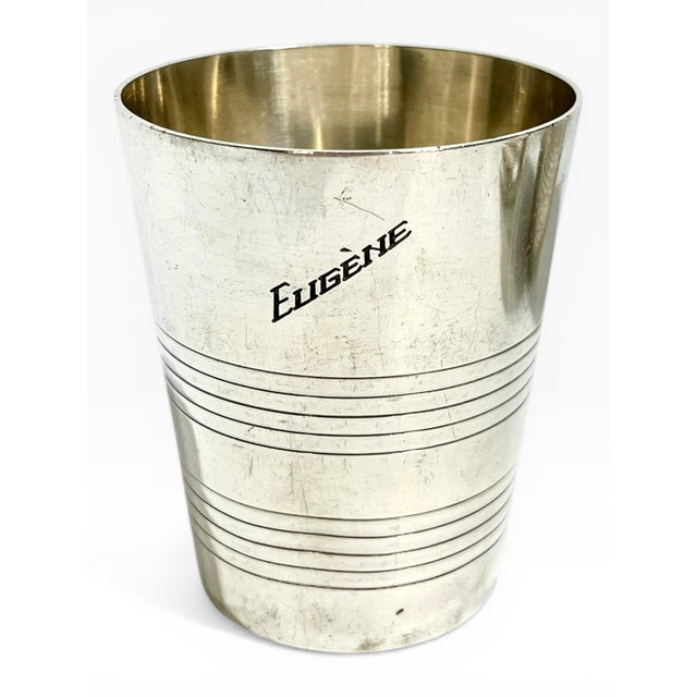 Metal Set of 3 Antique French Art Deco Cups or Matchstick Holders Including Christofle For Sale - Image 7 of 10