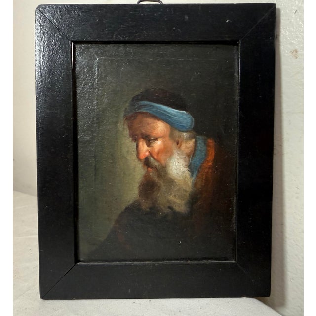 Realism Antique 18th Century Johann Andreas Herrlein Mini Oil Painting Portrait on Board For Sale - Image 3 of 9
