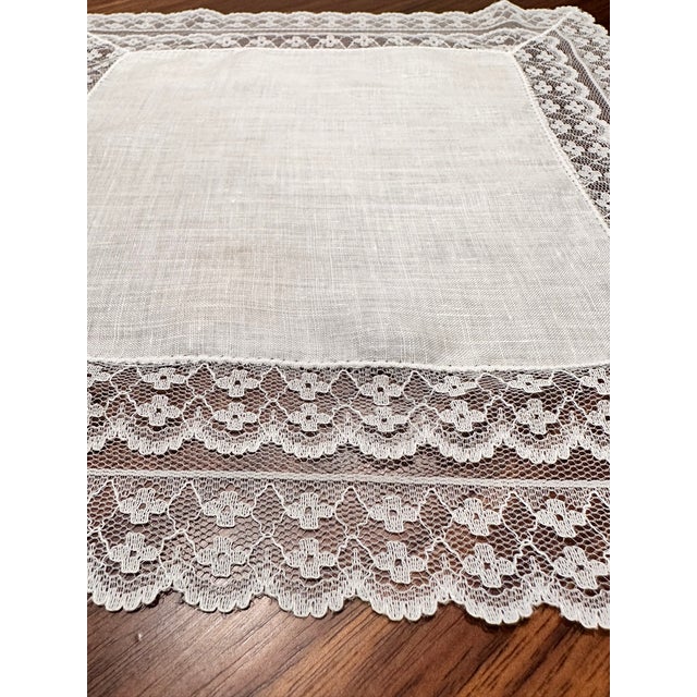 Mid 20th Century Mid 20th Century Vintage Lace Handkerchiefs -A Pair For Sale - Image 5 of 10