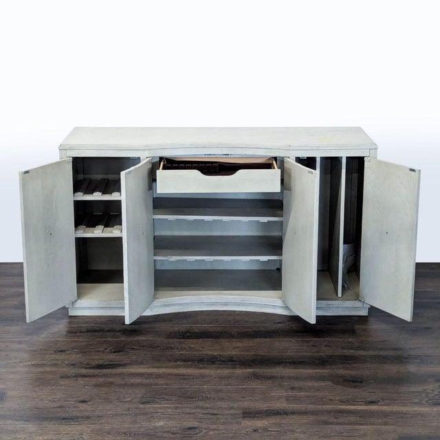 Transitional Rachael Ray Home Cinema Four Door Credenza in Shadow Grey For Sale - Image 3 of 11
