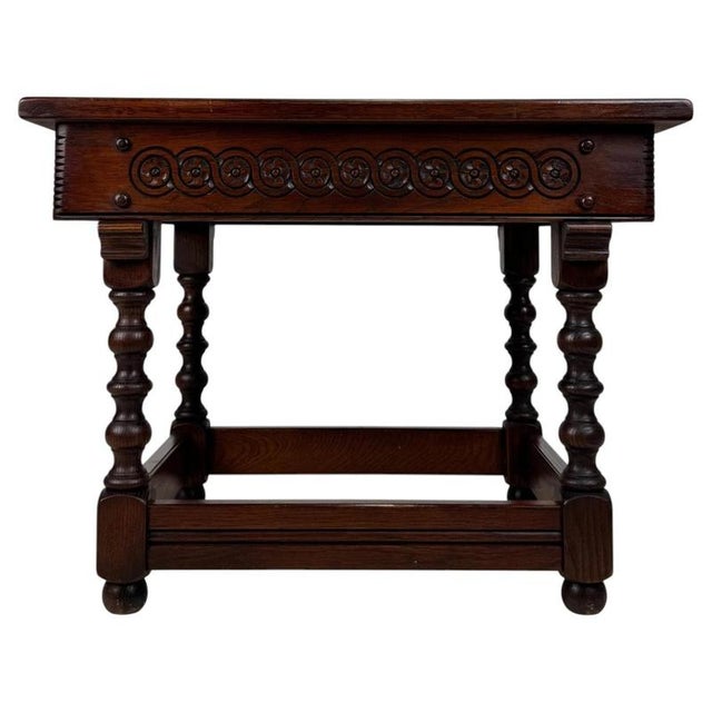 Small Early 20th Century Antique English Oak Side Table For Sale - Image 4 of 11