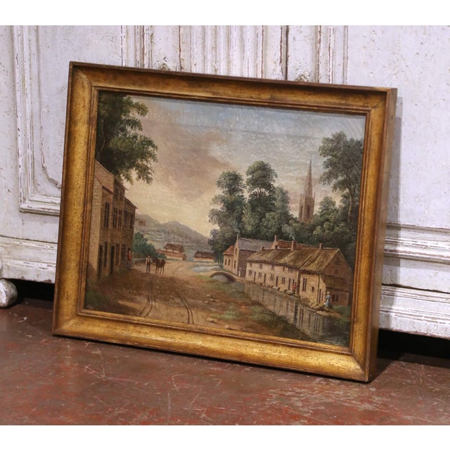 This strong pair of early 19th century French antique landscape paintings, executed circa 1820, is painted in oil on...