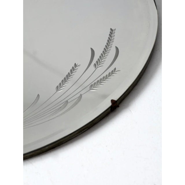 Antique Round Etched Mirror For Sale - Image 4 of 13