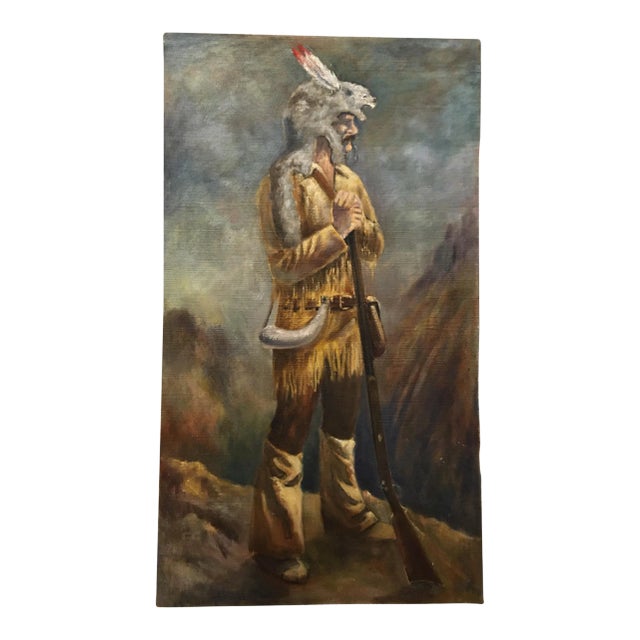Mid 20th Century Portrait of a Frontiersman Oil Painting For Sale
