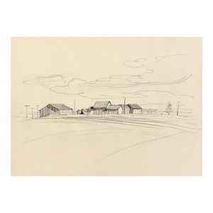 1927 Norman Kent Barn Landscape Drawing