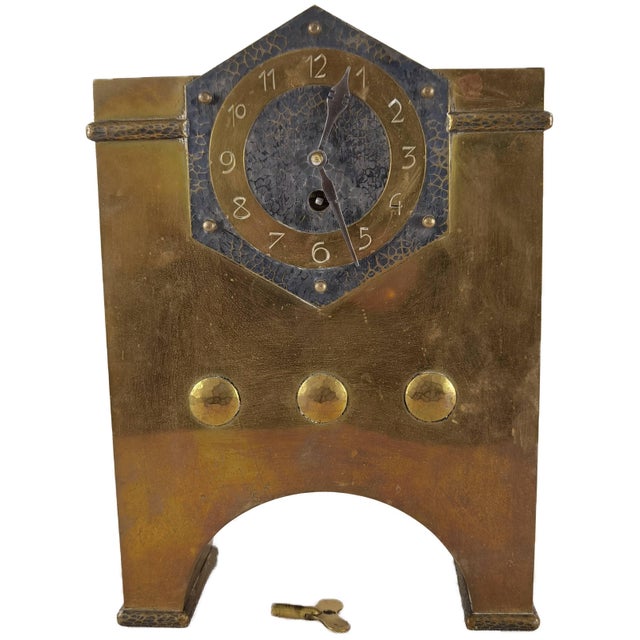 Vintage Art Deco Console Clock in Brass Case, 1930 For Sale - Image 18 of 18