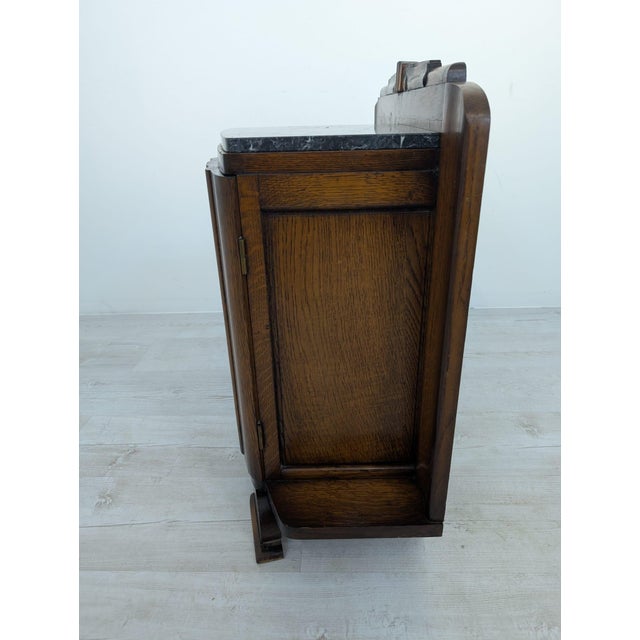 Wood Art Deco Style Oak and Marble Cabinet For Sale - Image 7 of 15