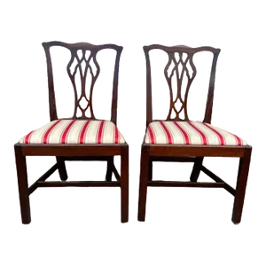 Pair of Antique English Chippendale Mahogany Side Chairs Circa 1775 18th Century
