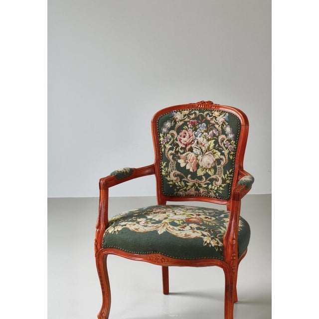 Rococo Danish Rococo Style Red Stained Armchair, Early 20th Century For Sale - Image 3 of 18