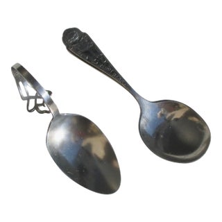 Mid 20th Century Teddy Bear Baby Spoons Sterling Webster -- 2 Spoons For Sale