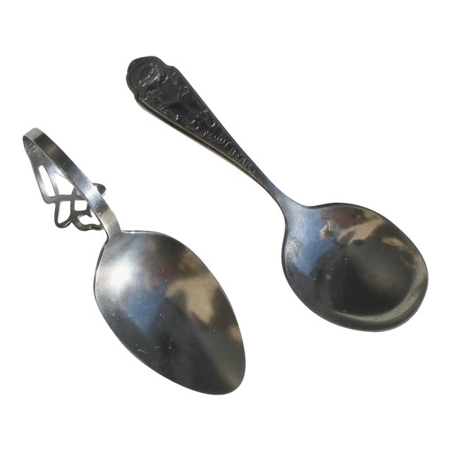 Teddy Bear Baby Spoons Sterling Webster -- 2 Spoons For Sale