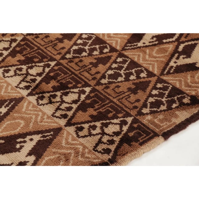 Traditional Vintage French Geometric Brown & Beige Wool Pictorial Rug by Rug & Kilim, France For Sale - Image 3 of 11