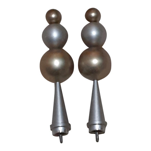 Custom Showhouse Heavy Metal 10" Tall Solid Designer Rods/Finials Gold and Silver - 4 Available For Sale