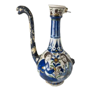 19th Century Ottoman Persian Iznik Style Ewer Pitcher With Losses